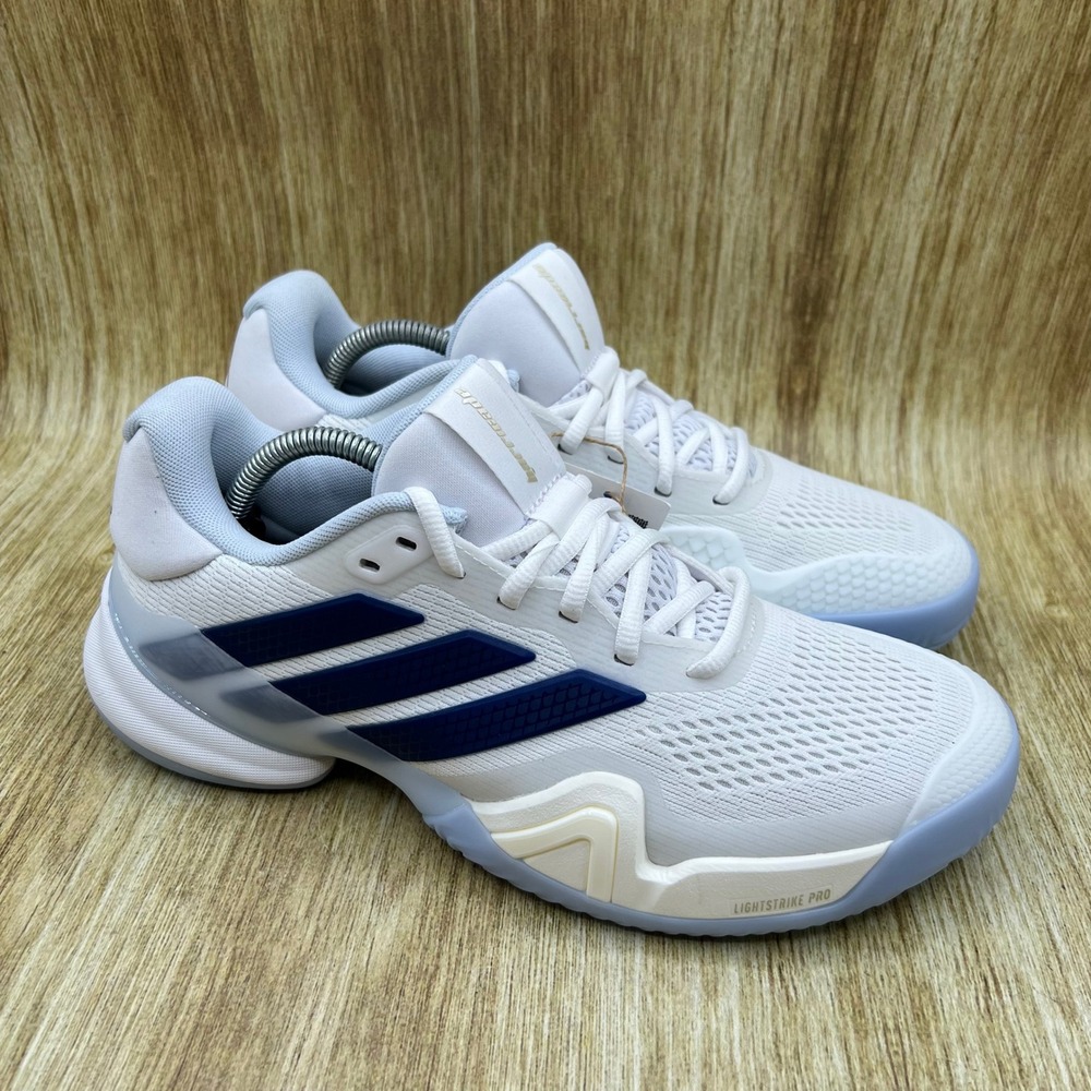 Adidas Barricade 14 Tennis Shoes Women's Size 8 White Navy Blue Sneakers JS4112